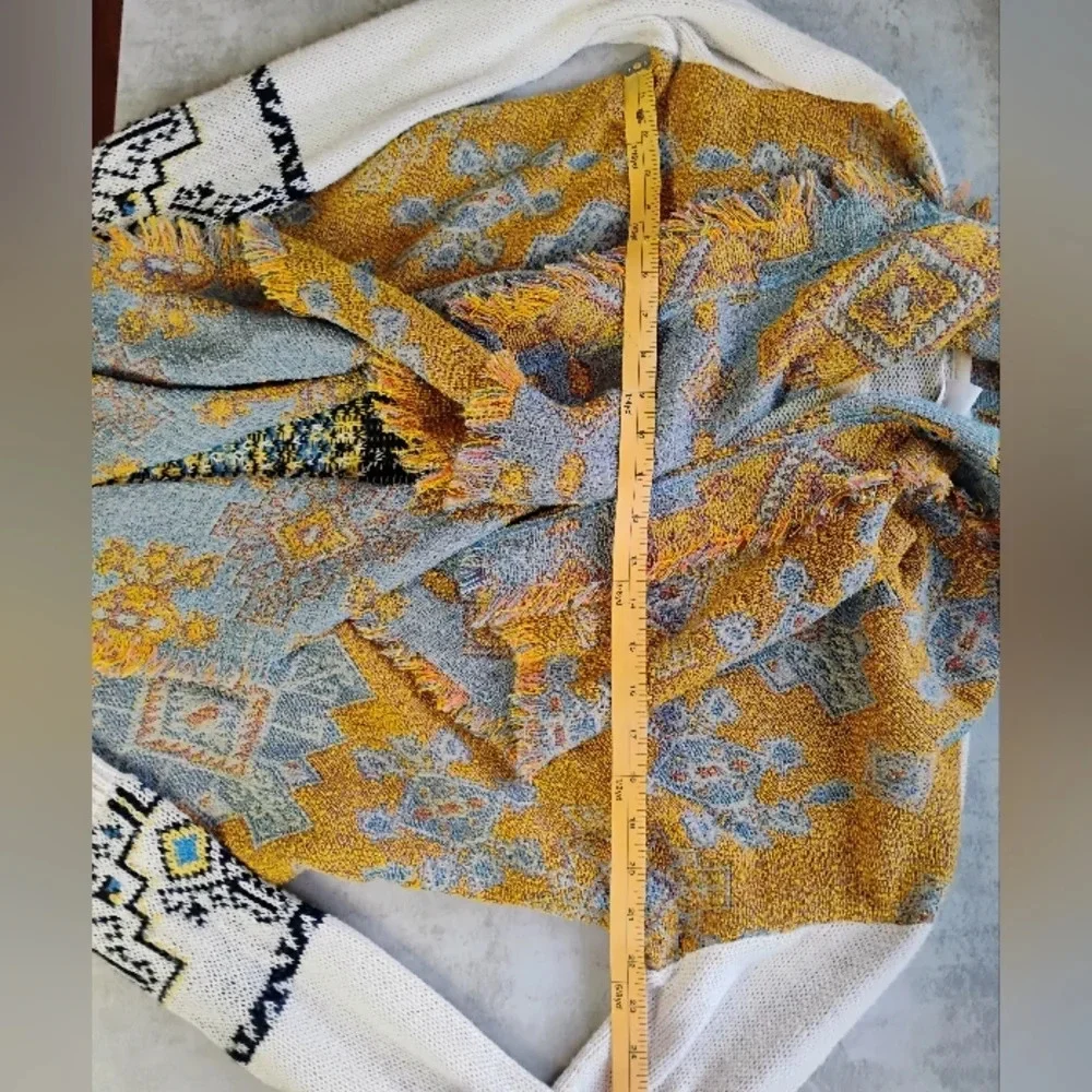 Desigual Drape Cardigan Womens Medium Aztec Southwestern Boho‎ Open Front Artsy